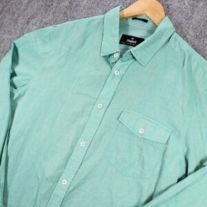 Mavi Button Down Shirt Mens L Green Long Sleeve‎ Pocket Comfort Fitted #AB581